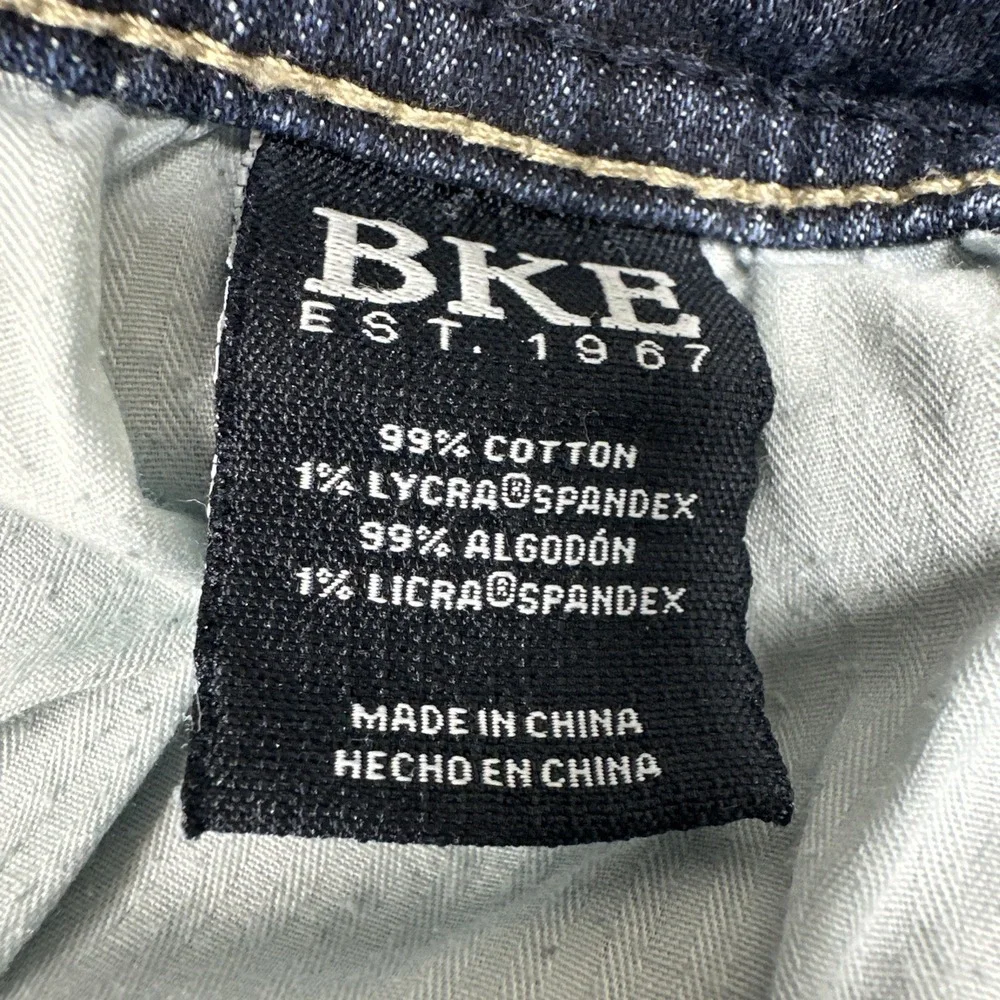 BKE Nolan Straight Leg Men's 36x34 Jeans Stretch Dark Wash Whiskered Fade
